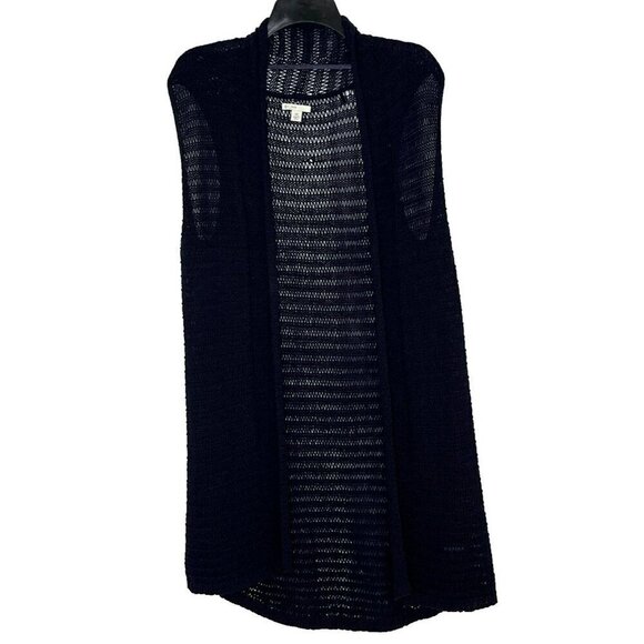 Cato Sweaters - Cato Open Crochet Cardigan Duster sz M Sleeveless Navy Boho Hippie Festival